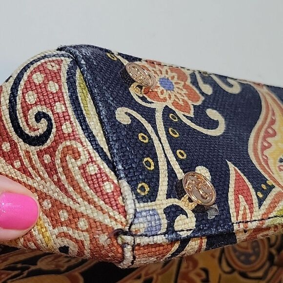 SPARTINA 449 LINEN + LEATHER RESORT FLORAL PREPPY PURSE BAG DAUFUSKIE ISLAND SC - Picture 15 of 16